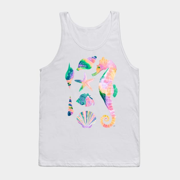 Watercolor Under the Sea Pattern - Retro Pastel Tank Top by monitdesign